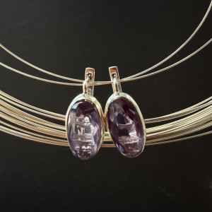 Silver alexandrite earrings